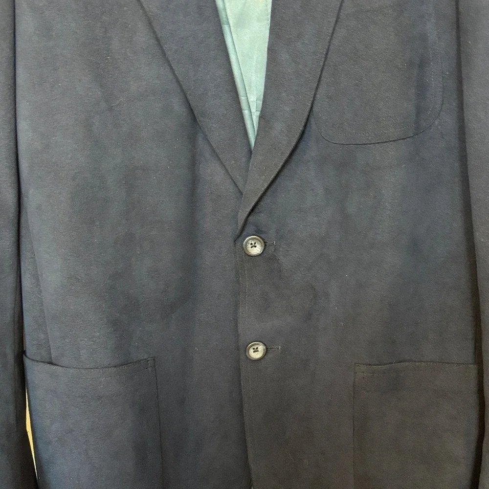 Vintage Neiman Marcus Microsuede Blazer Made in USA 1980s‎ Navy